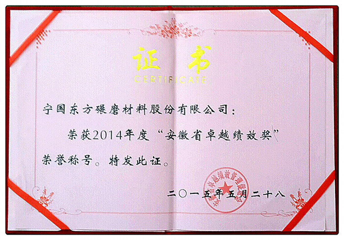 Our company won the Anhui Province outstanding performance award